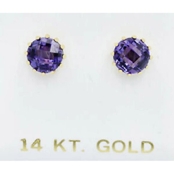 Genuine 2.46 Cts Amethyst Stud Earring 14k Gold